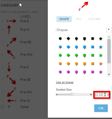 changing size of the symbol for the layer